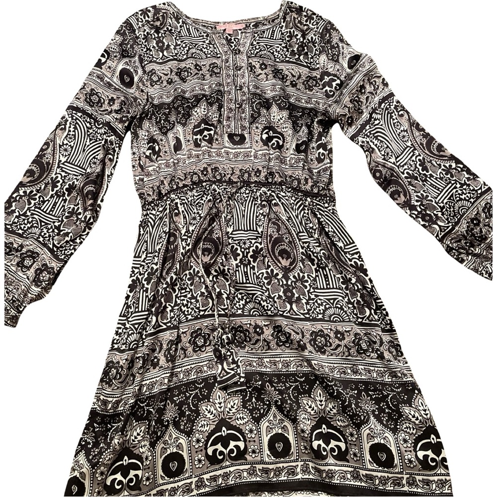 Calypso St. Barth Black and White Long Sleeve Dress